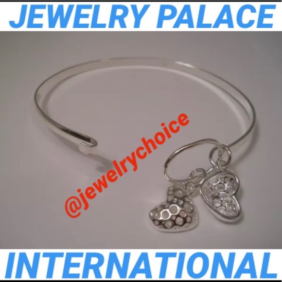 🆕925 Silver Dangling Filigree Open Heart Bangle. - Picture 7 of 9